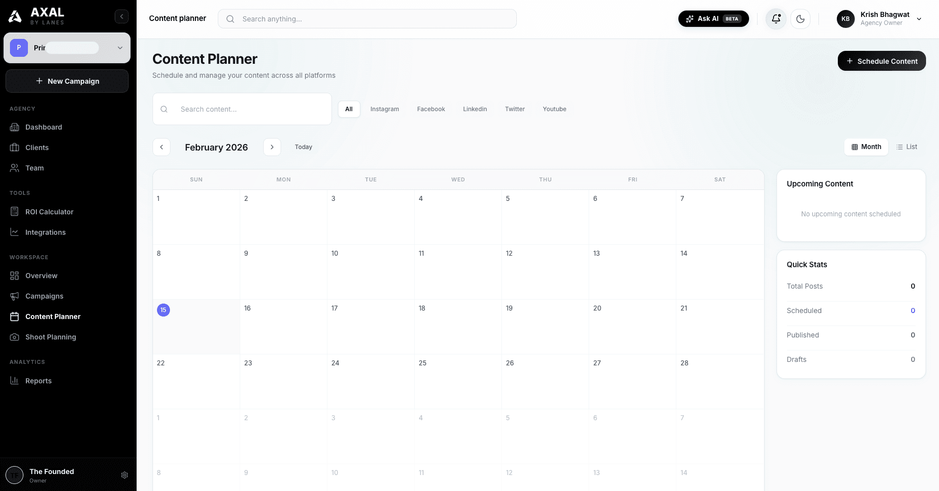 Axal Content Planner